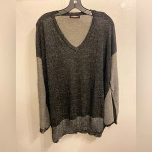 Alembika V Neck Metallic Silver Pullover Sweater Tunic Size Medium